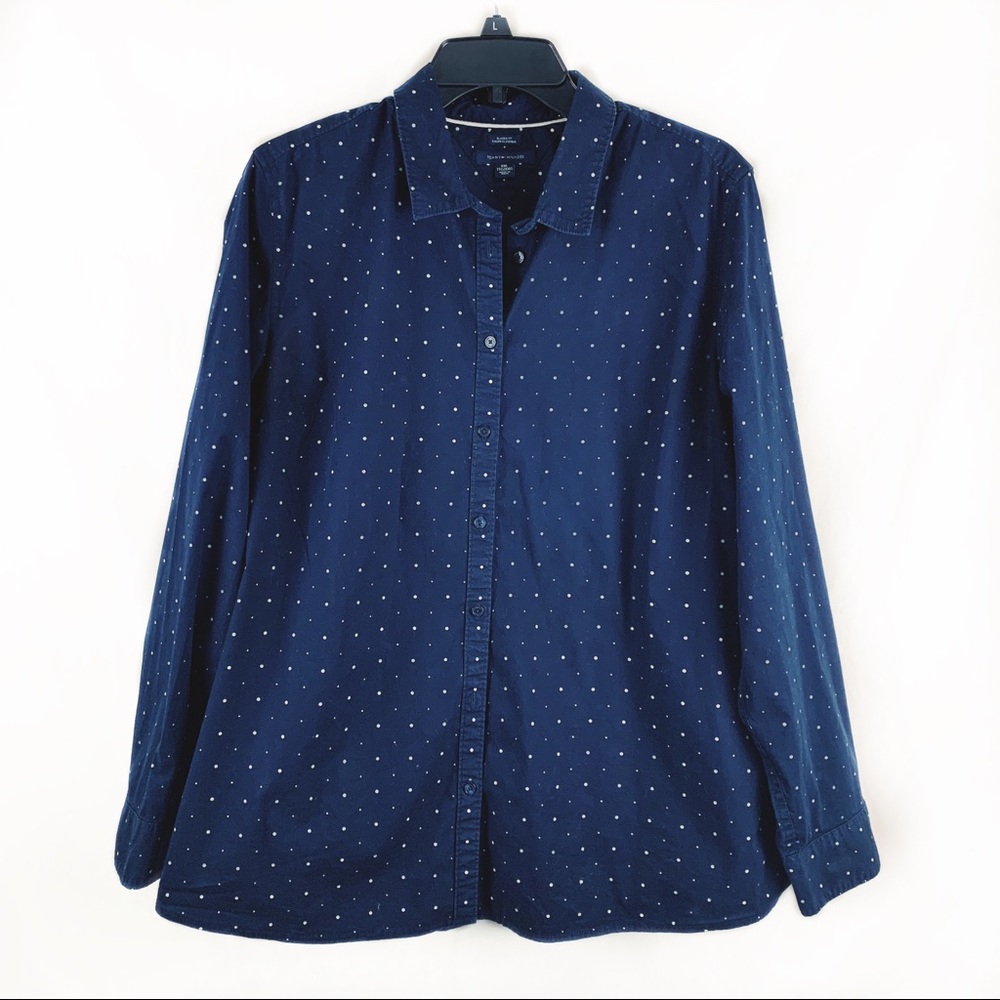 🍍Tommy Hilfiger Navy Blue Polkadot ButtonUp Shirt